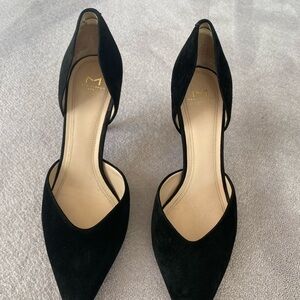 Marc Fisher Black Suede D'Orsay Pointed-Toe Heels